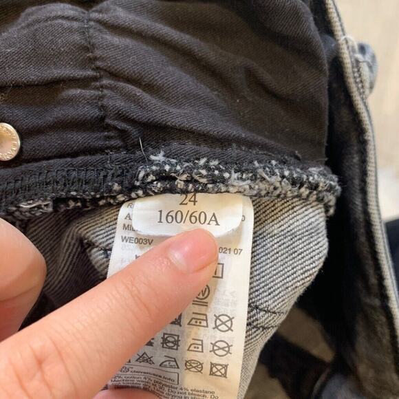 Allsaints Jeans Womens 24 Gray Denim Miller Push Up Super Skinny Stretch Raw Hem - Picture 11 of 16